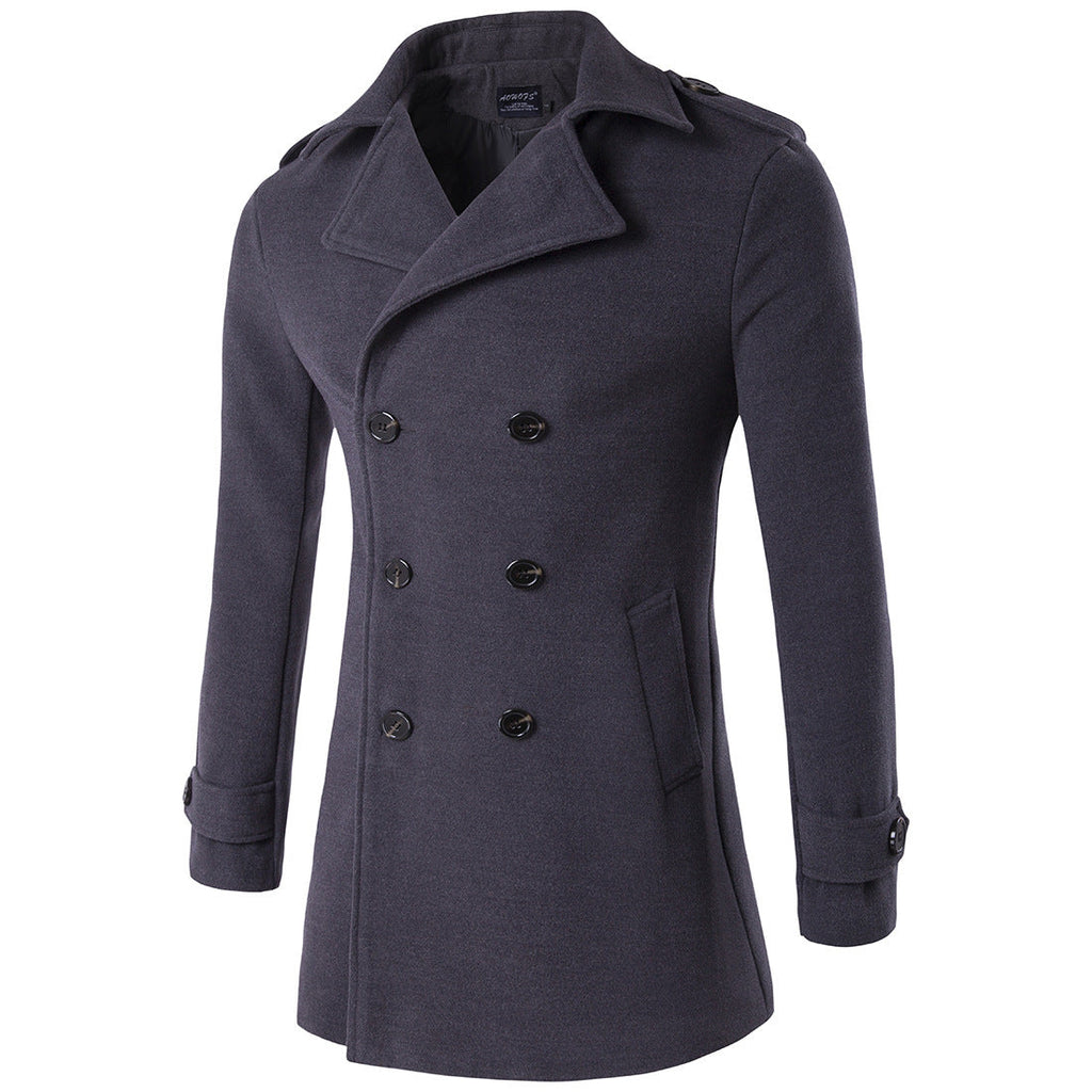 Trench-coat croisé élégant hiver classique pour homme