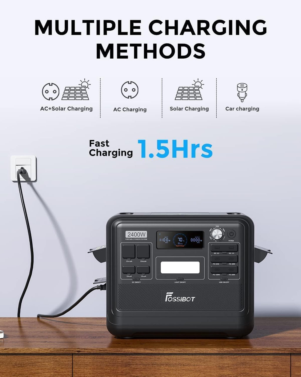2026 F2400 Station électrique portable CA 2400W (4800W Pic),Station Silencieux Solaire 2048Wh LiFePO4,Groupe Générateur Électrique Onduleur Alimentation de Secours à Domicile Camping