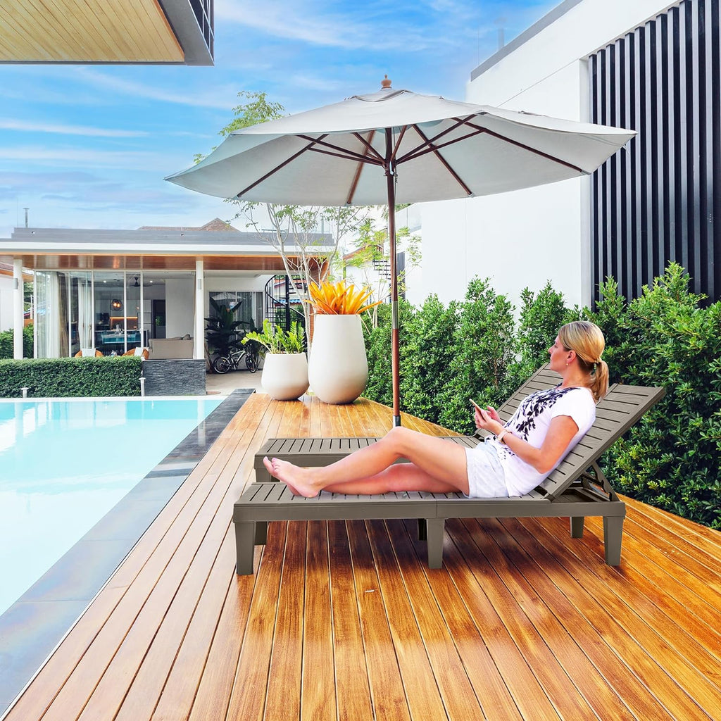 2026 Chaiselongue-Stühle für den Außenbereich, 4er-Set mit verstellbarer Rückenlehne, stabile Liegen für Terrasse und Poolrand, einfache Montage, wasserdicht und leicht mit einer Tragfähigkeit von 120 kg, schwarz