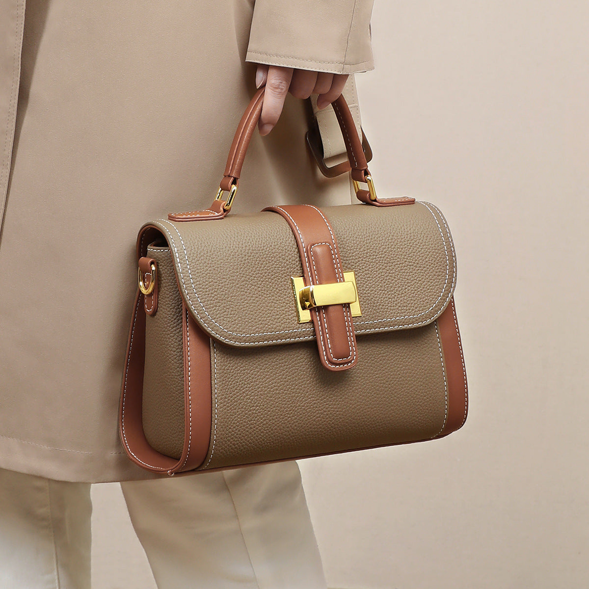 Sac à main luxe en cuir véritable à une épaule texturé créateur pour femme
