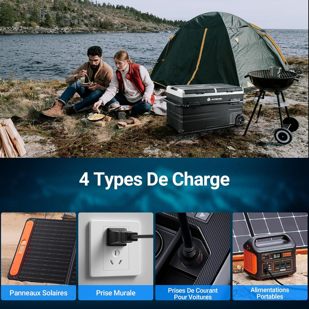 2026 115L Glaciere Electrique Double Zone,Glaciere a Compression WiFi APP,12 V/24 V et 100-240 V Frigo Camping,-20 ℃ à 20 ℃,pour Voiture,Camion,Bateau,Camping,Car,Caravanes,Voyageant,Maison