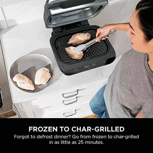 2026 2025 Ninja FG551 Foodi Smart XL Grill d’Intérieur 6-en-1 avec Friteuse à Air 4 Quart – Finition Acier Inoxydable