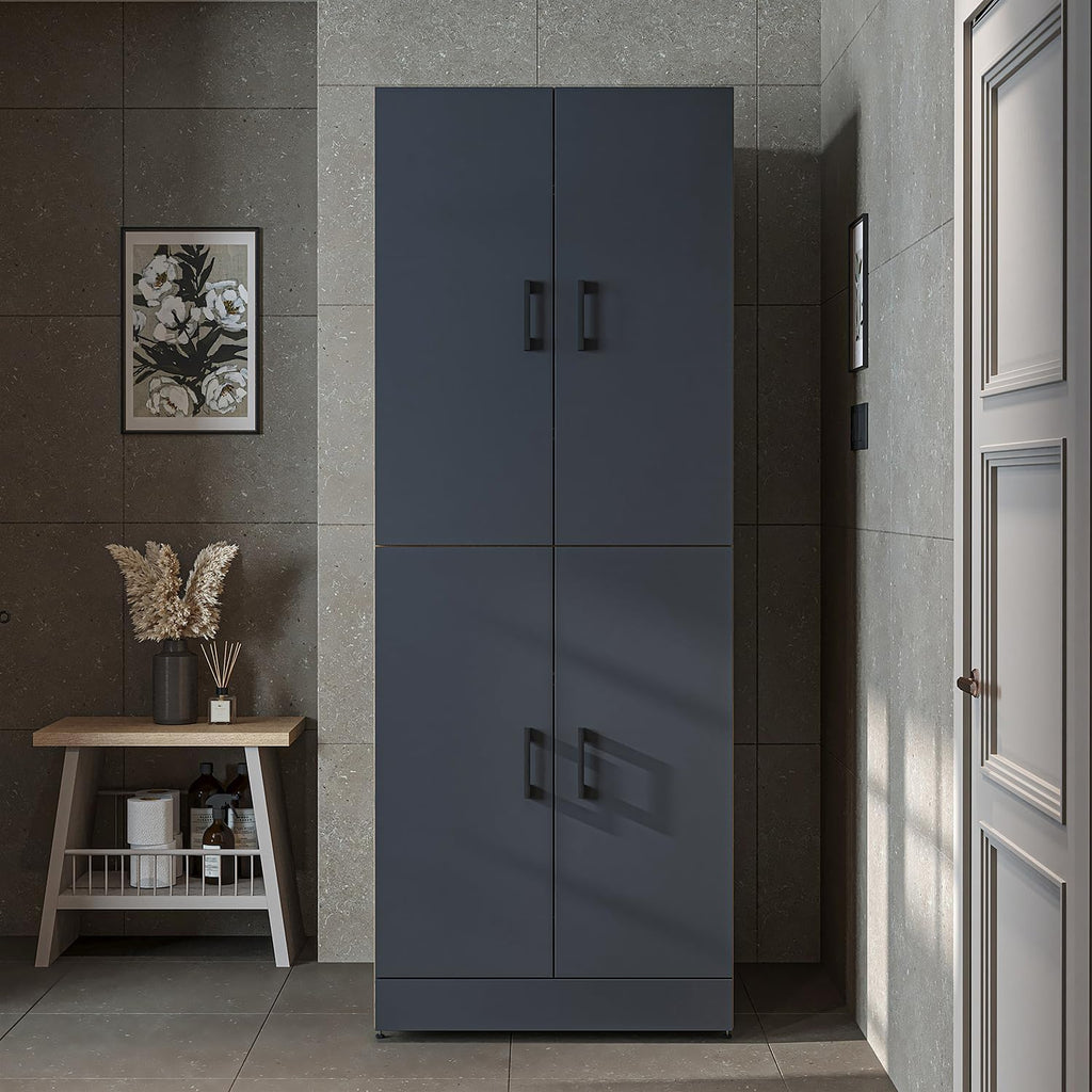 2026 ROOMART Dora Armoire de machine à laver, pour sèche-linge et machine à laver, en 4 couleurs, avec portes et planche coulissante (chêne anthracite)