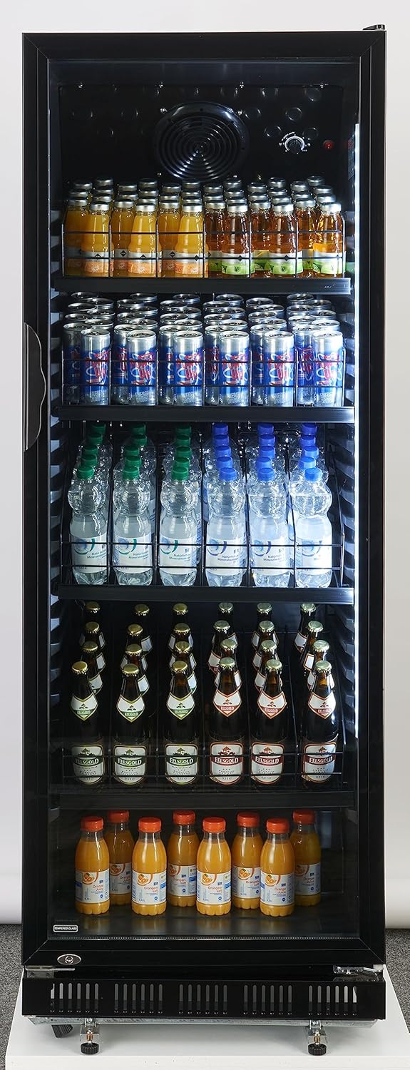 2026 METRO Professional Réfrigérateur à Boissons GSC2360B, Acier/Verre, 62 x 63.6 x 175.3 cm, 347 L, avec Serrure, Noir