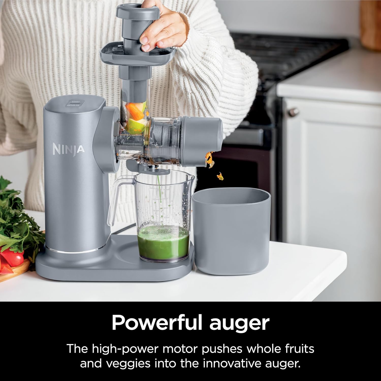 2026 2025 Ninja NeverClog Extracteur à Froid, Puissant, Contrôle Total de la Pulpe, Sur Plan de Travail, Électrique, 2 Fonctions de Pulpe, Compatible Lave-Vaisselle, 2ème Génération, JC151