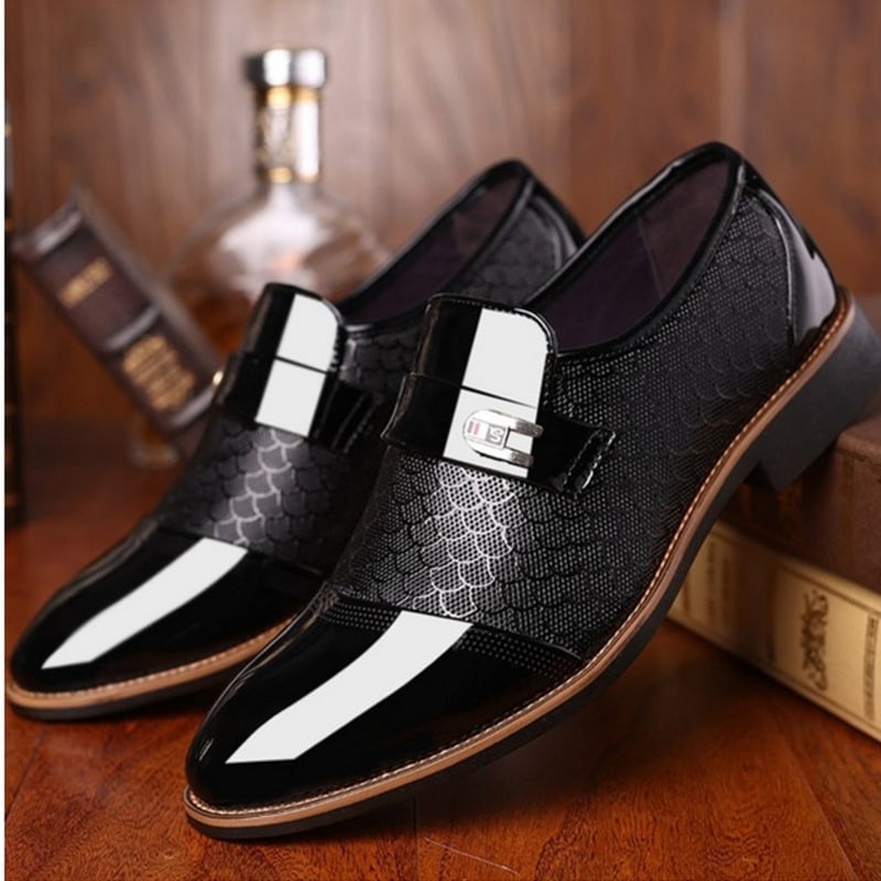 Chaussures habillées cuir verni à boucle habillé chic professionnel chaussures pour homme