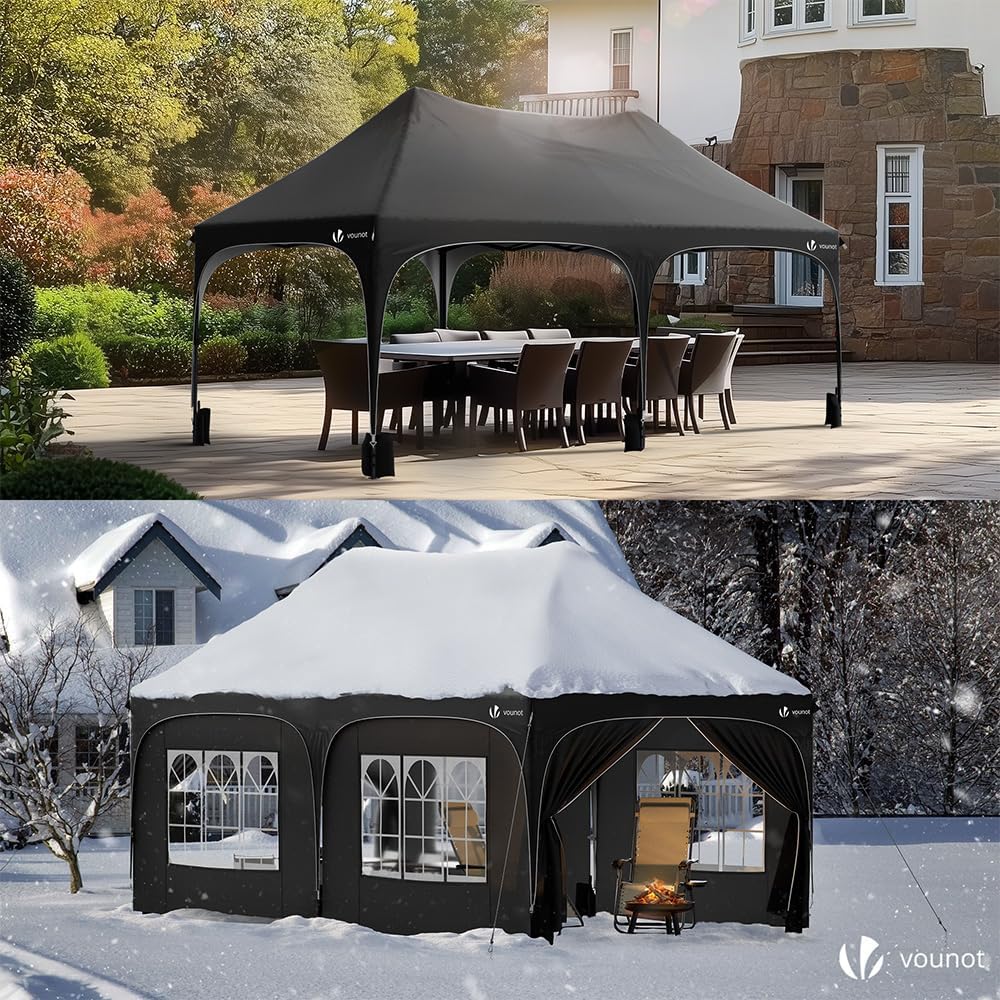 2026 Tonnelle de Jardin Extérieur 3x6m Barnum Pliant avec 6 Parois Amovibles et 6 Sacs de Sable Tente de Reception Imperméable et Anti-UV pour Camping Festival Mariage Sac de Transport Inclus Noir