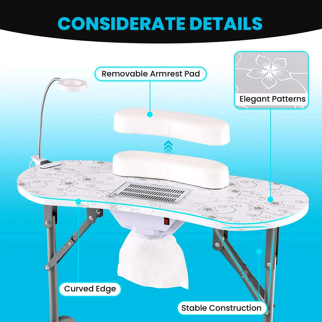 2026 Table de manucure portable LDAILY avec aspirateur électrique de poussière