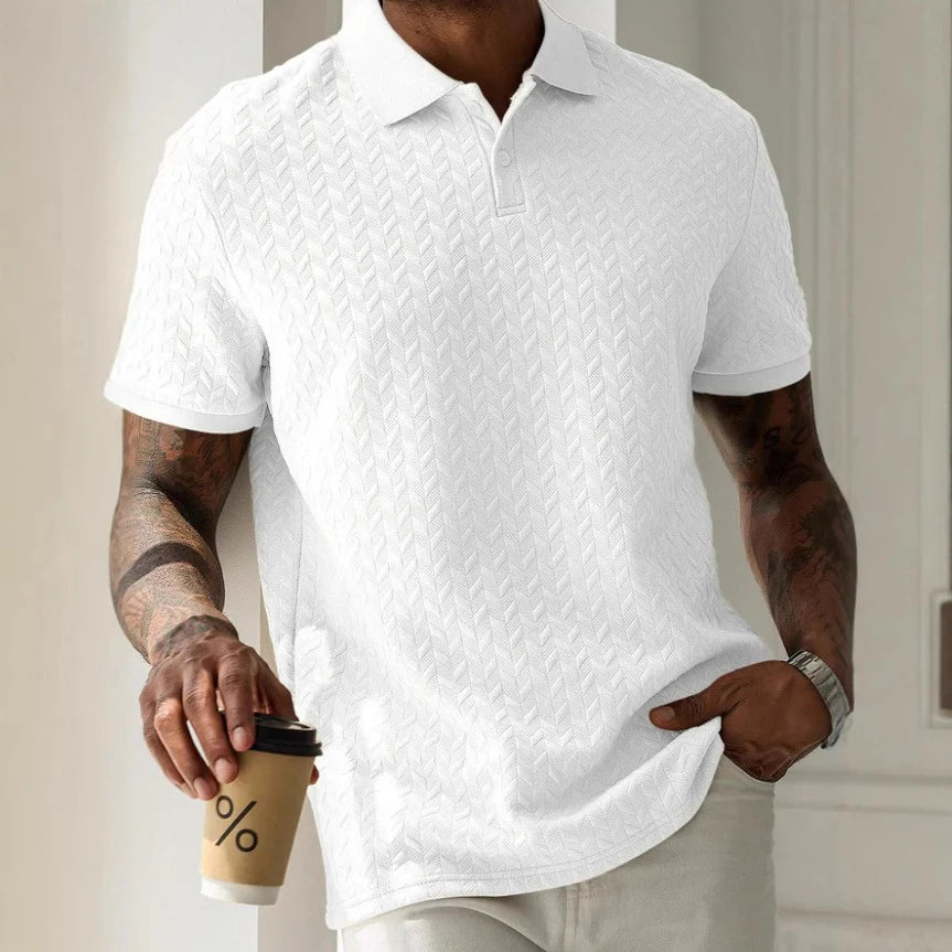 2026 Men's Classic Short Sleeve Button Collar Polo Shirt Smart Casual