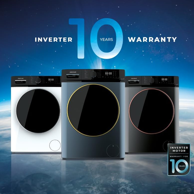 2026 Cecotec Lave-linge 10Kg Bolero DressCode 10610 Inverter Steel A. Chargement Frontale, 1400 RPM, Steam Max, Motor Inverter Plus, 15 Programmes, OnSmart, Stop&Go, Caoutchouc Antibactérien, Drum Clean