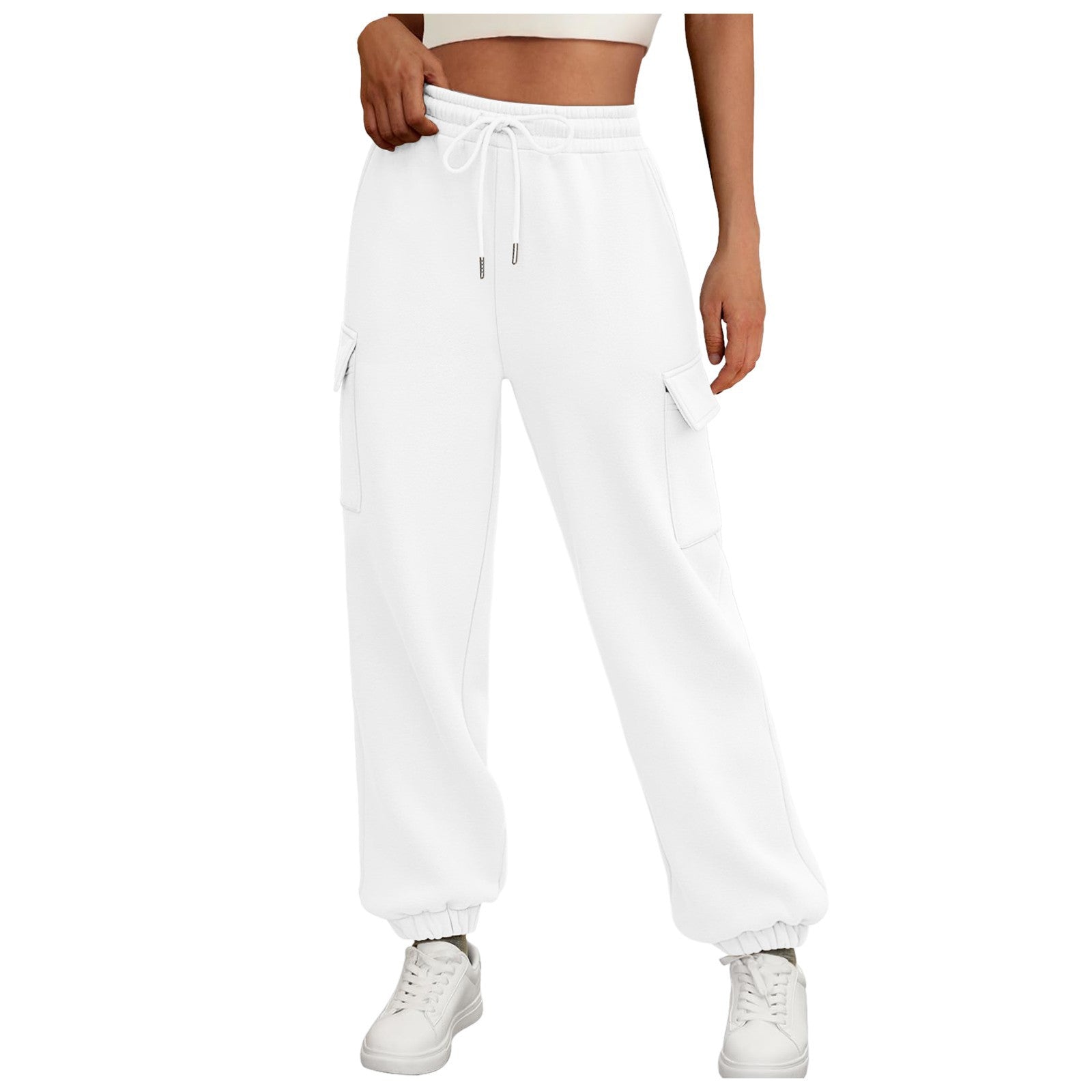 Jogging décontracté cargo doublé polaire baggy sport pour femme