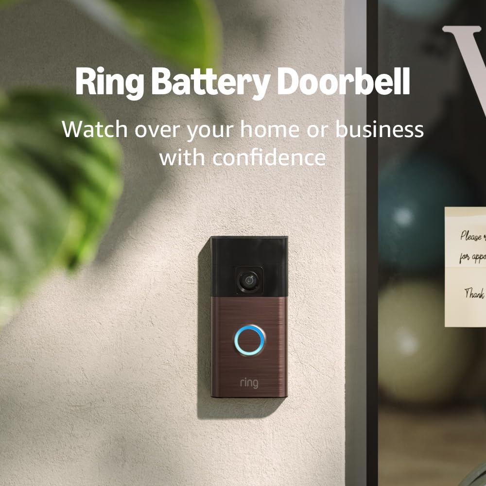2026 2025 Ring Sonnette Vidéo sur Batterie, Vidéo Plein Pied, Vue en Direct avec Audio Bidirectionnel et Détection de Mouvement (dernier modèle)