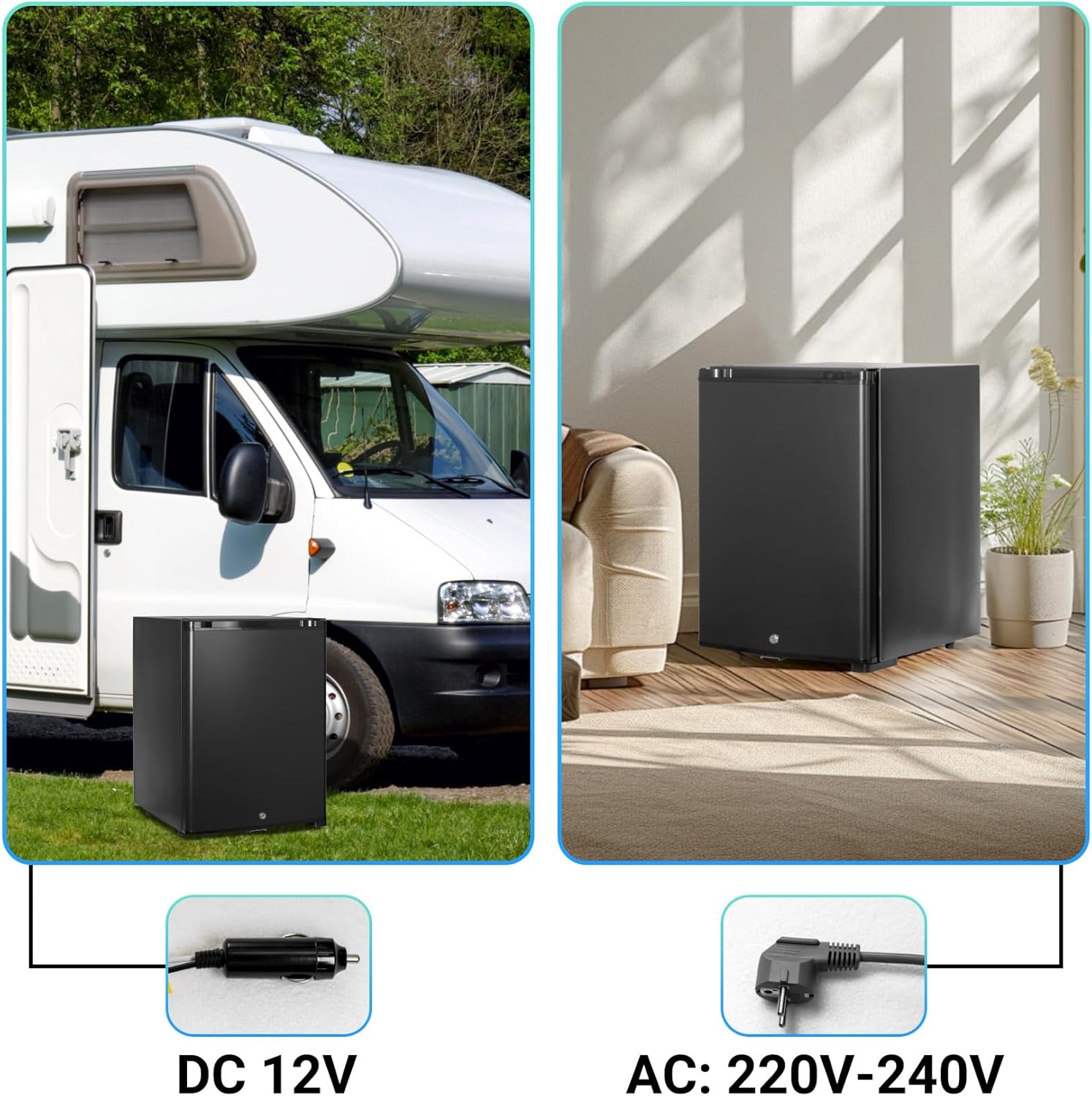 2026 SMETA Frigo 12V, Réfrigérateur Camping 12V 220V 40L, Frigo Caravane, Mini Frigo de Chambre, Frigo 12V Camping Car, Réfrigérateur pour Voiture, Van, Fourgon, Bureau, Gîte - Noir