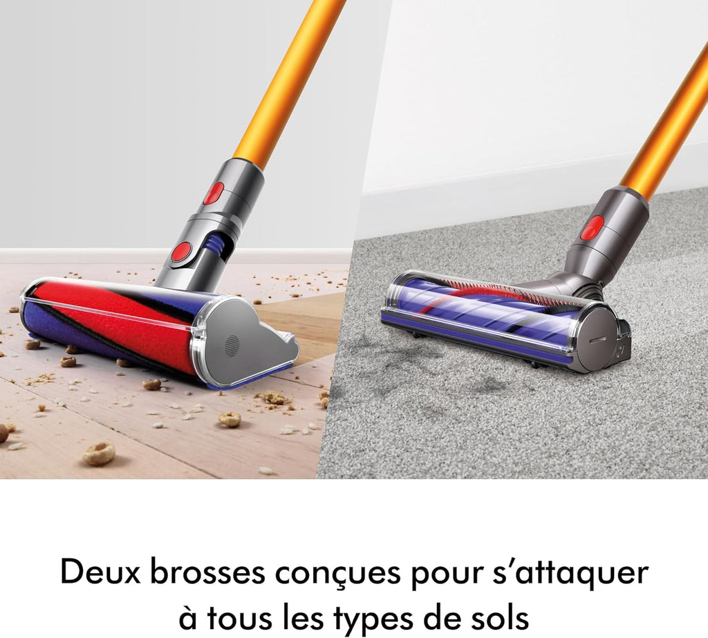 2026 2025 Dyson V8 Advanced™ Aspirateur Balai sans Fil – 130 AW, 40 Min d’autonomie, Brosse Motorbar Auto-démêlante, Accessoires combinés, Station Murale, Argent/Nickel