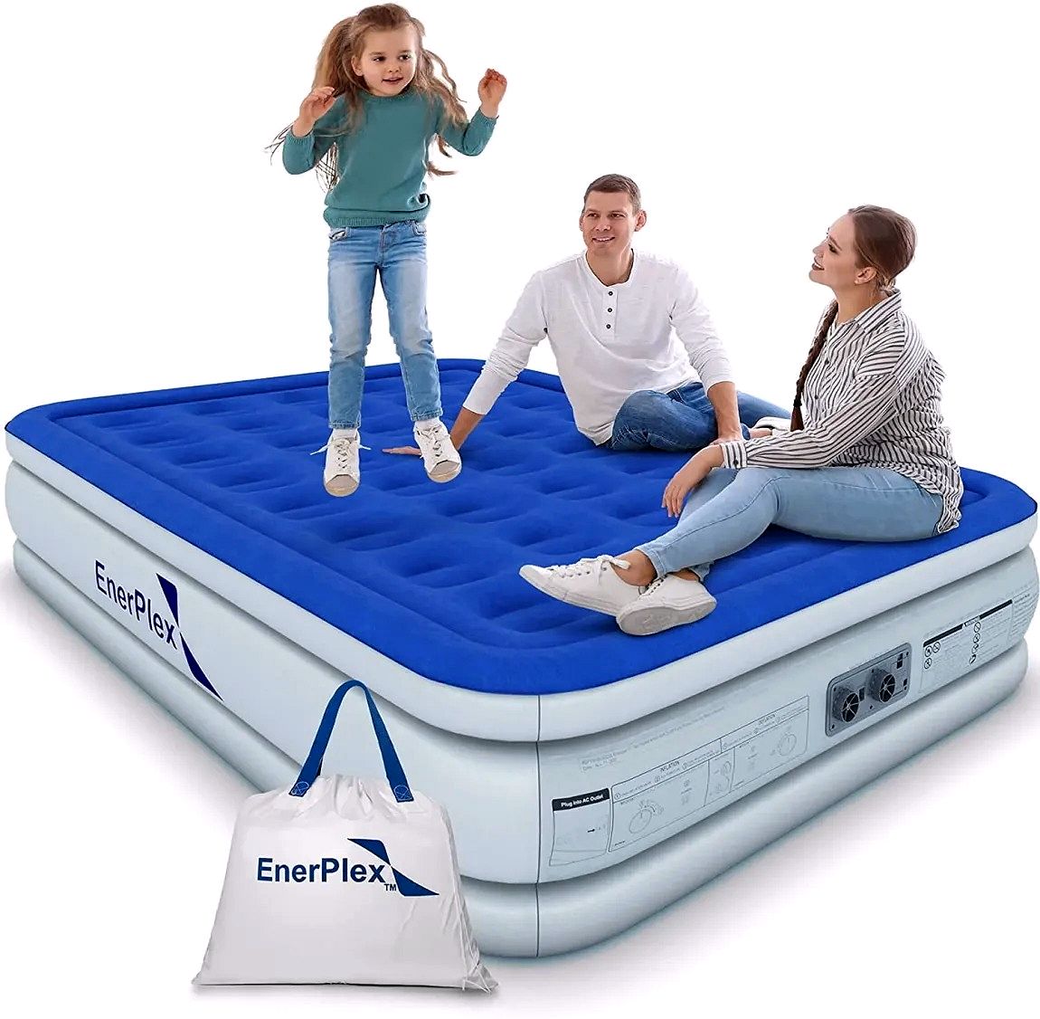 2026 Matelas Gonflable EnerPlex avec Pompe Intégrée – Matelas Gonflable Double Hauteur pour Camping, Maison & Voyage – Queen, 13 Pouces