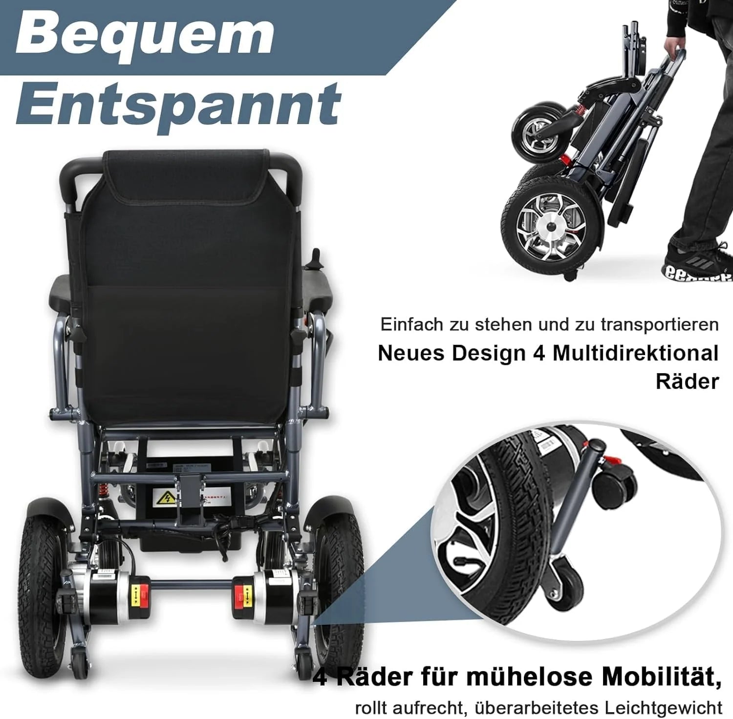 2026 WEYRAL 50cm Breite Sitz Elektrischer Rollstuhl für Erwachsene,mit Schutzhülle, Leichter Elektro Rollstuhl bis 150kg,40km Lange Elektrorollstuhl, Elektro Rollstuhl für Senioren