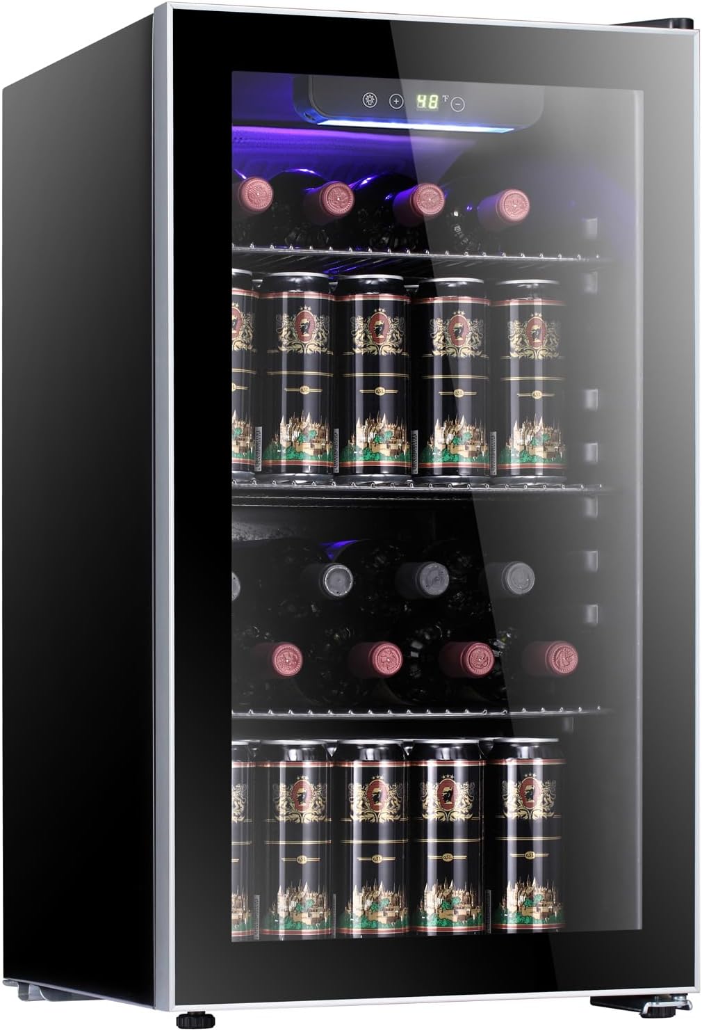 2026 Antarctic Star Weinkühler/-schrank für 36 Flaschen, Getränkekühlschrank, kleiner Mini-Weinkeller, Bier-/Sodabar-Kühlschrank, leiser Betrieb, Kompressor, Temperatureinstellung, freistehend, schwarz, 4,4 Kubikfuß