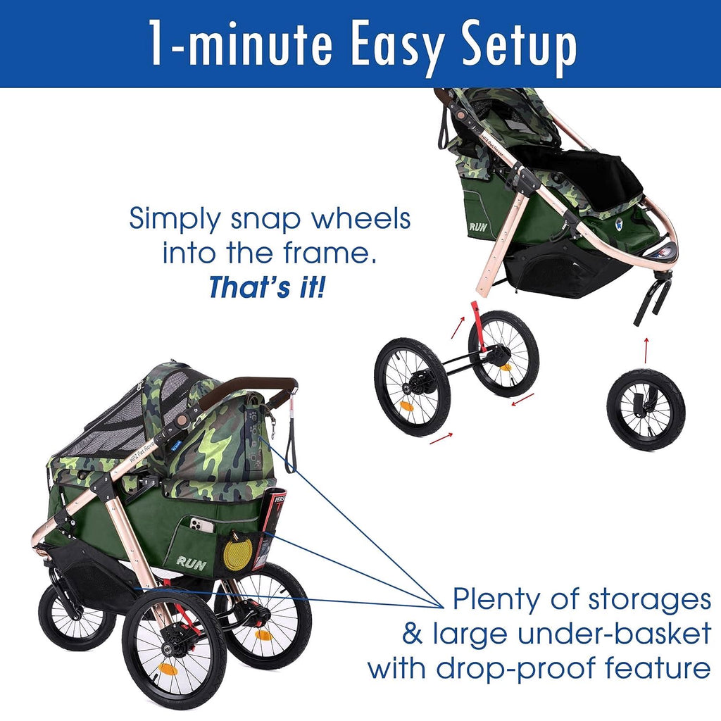 2026 Buggy de jogging sportif pour animaux avec roues en caoutchouc confort