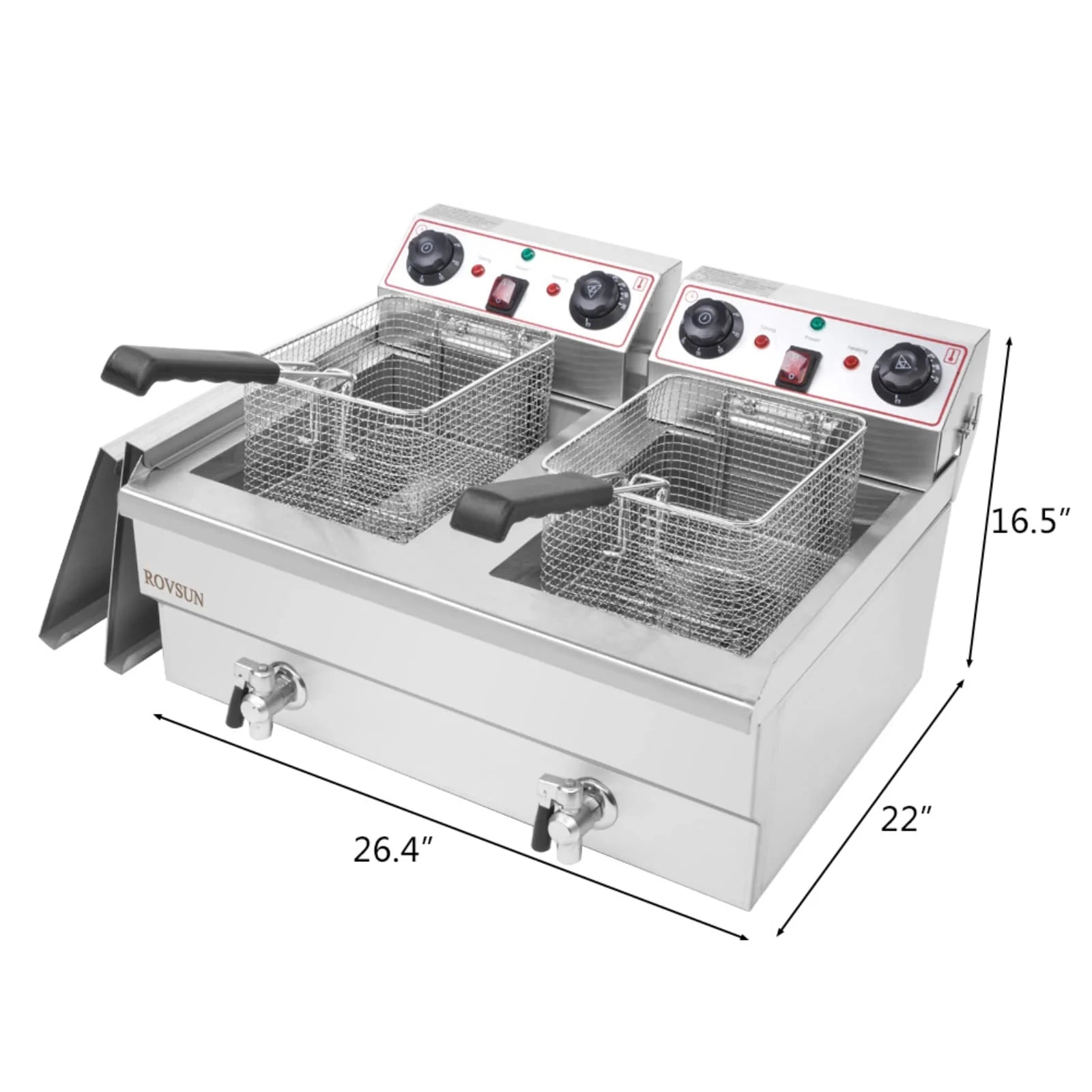 2026 24.9 QT 110V 3400W Double Tank Electric Deep Fryer with Timer & Oil Drain