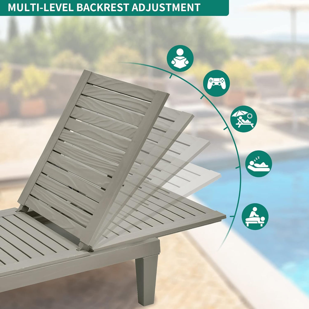 2026 Chaiselongue-Stühle für den Außenbereich, 4er-Set mit verstellbarer Rückenlehne, stabile Liegen für Terrasse und Poolrand, einfache Montage, wasserdicht und leicht mit einer Tragfähigkeit von 120 kg, schwarz