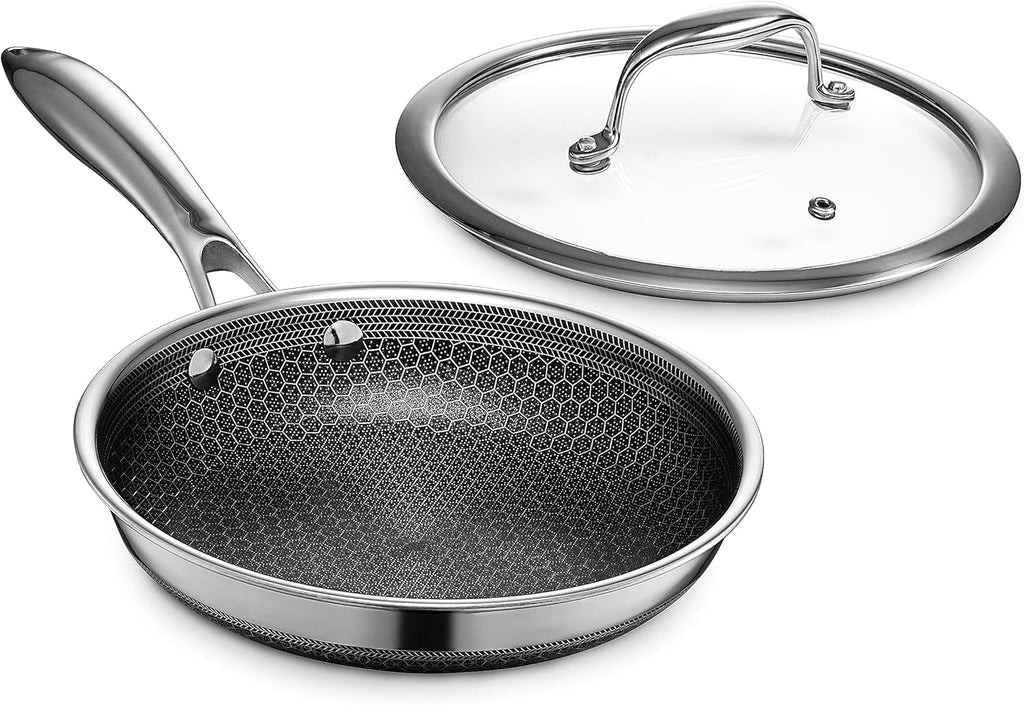2026 2025 Poêle HexClad Hybrid Antiadhésive 8 Pouces, Poignée Reste-Froide, Compatible Lave-Vaisselle, Résistante au Four jusqu’à 482°C, Compatible Induction et Tous Types de Plaques de Cuisson