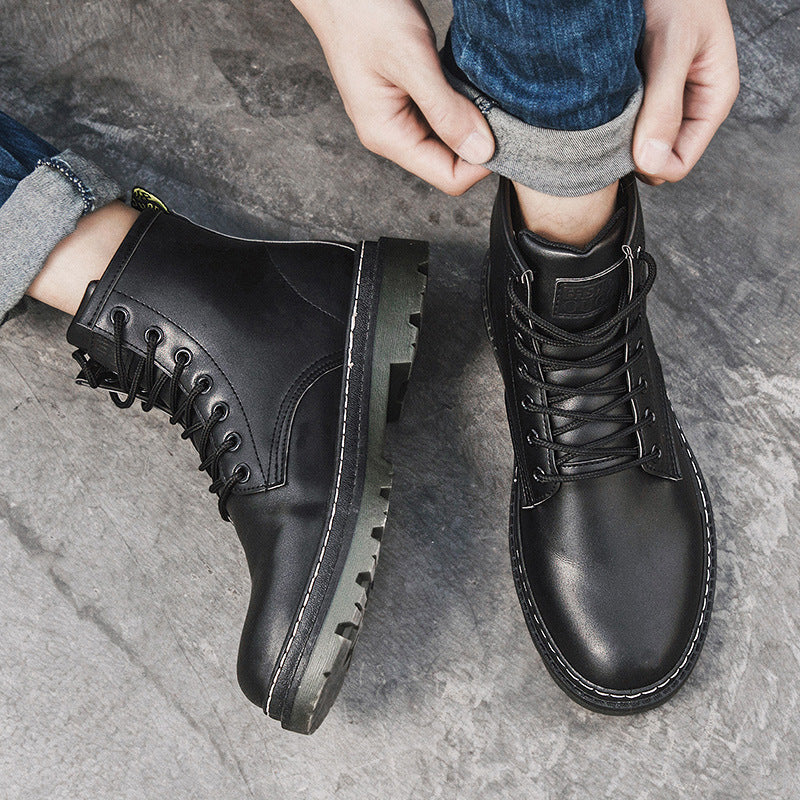 2026 Men's Biker Martin Style Lace Up Combat Ankle Boots Casual