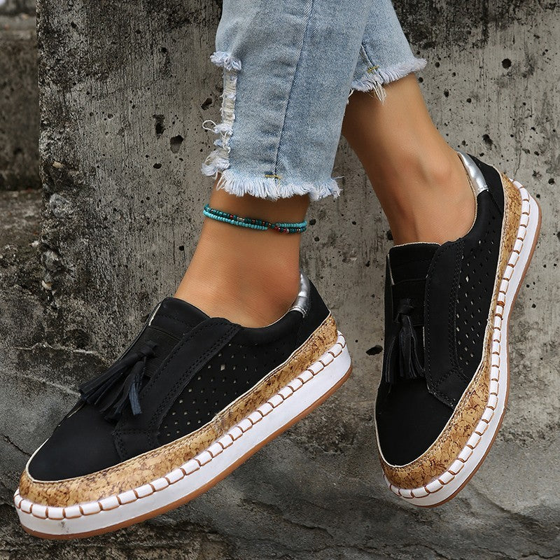 Mocassins décontracté pompon confortable sans lacets pour femme
