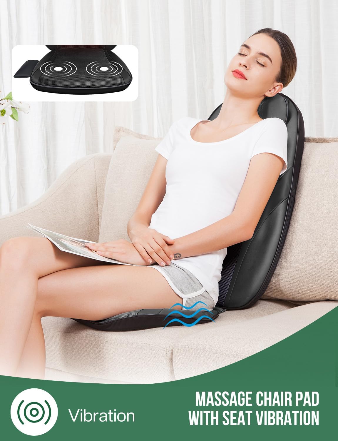 2026 2025 Coussin de Massage Shiatsu Snailax avec Chaleur – Coussin de Fauteuil Massant pour Dos, Massage Kneading pour Maison et Bureau