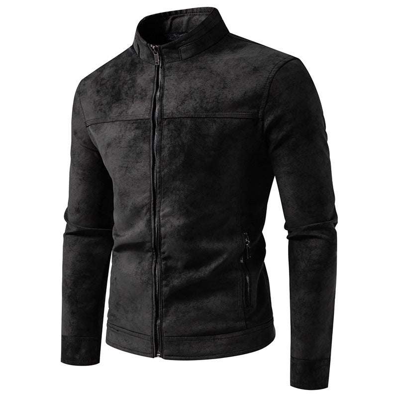Veste rétro à nouer-dye en cuir doublure chaude hiver pour homme