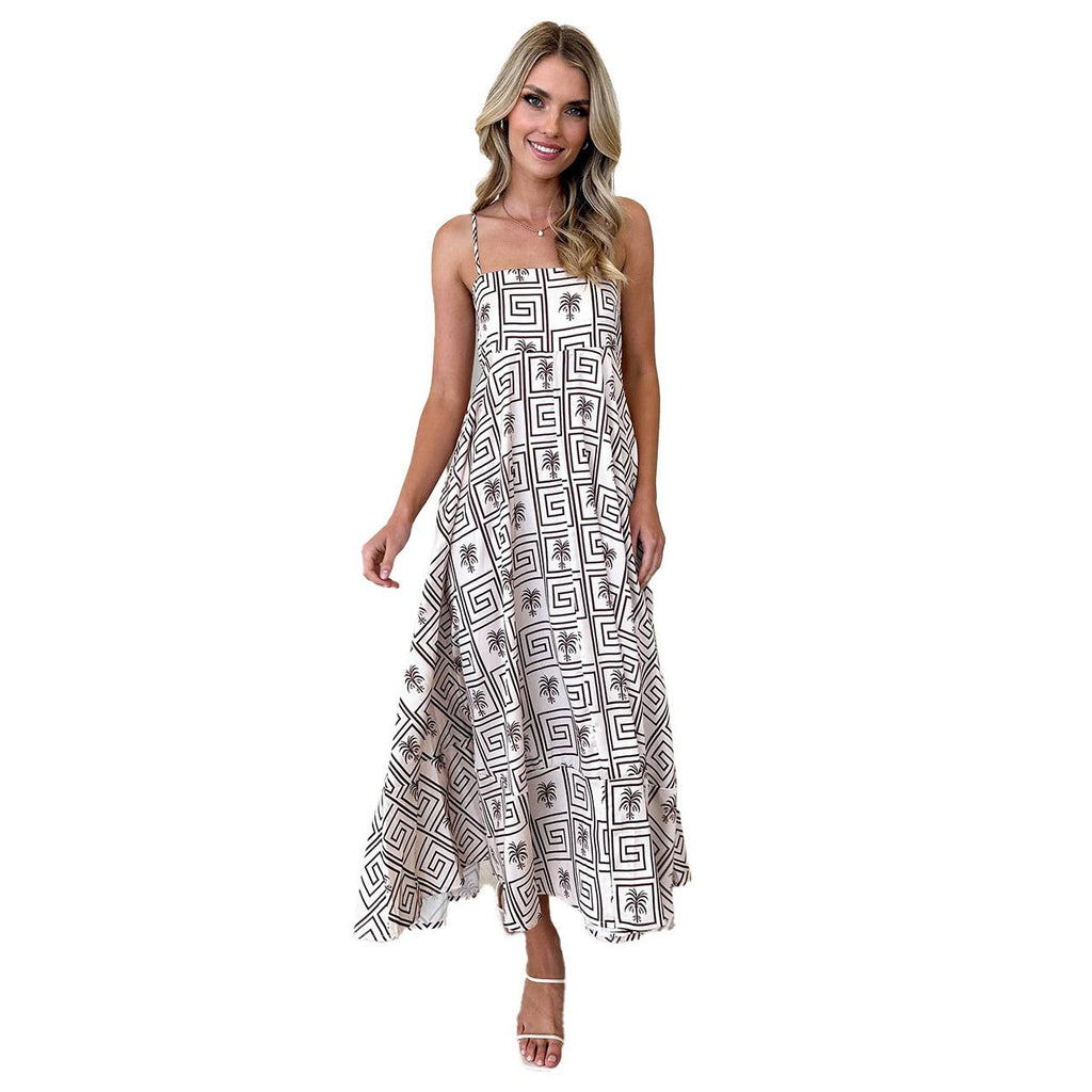 Robe fleuri imprimé à bretelles coupe ajustée maxi été élégant pour femme