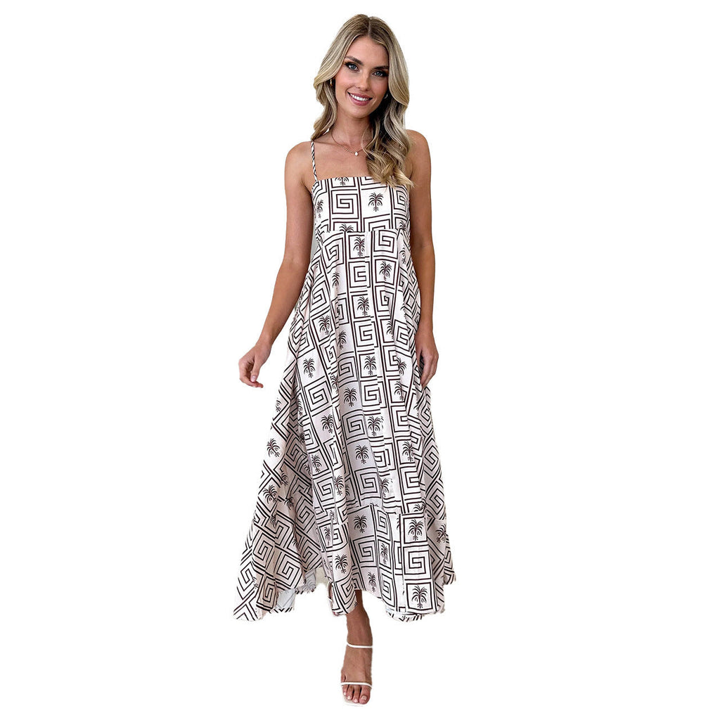 Robe fleuri imprimé à bretelles coupe ajustée maxi été élégant pour femme