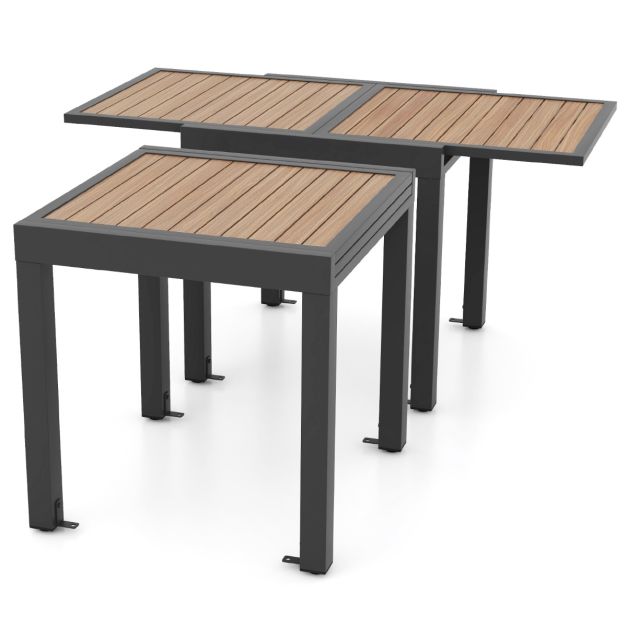 2026 Table de Jardin Extensible en Aluminium Ajustable de 80 à 160 CM Table à Manger Extérieure Rectangulaire pour 4-6 Personnes Naturel
