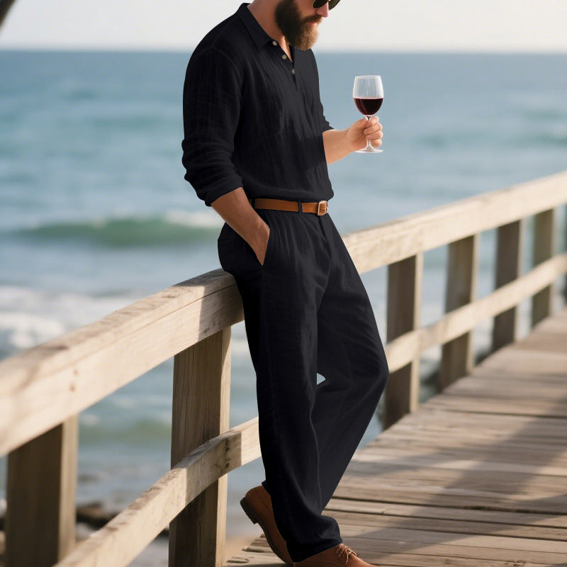 Pantalon en lin deux pièces été décontracté confortable pour homme