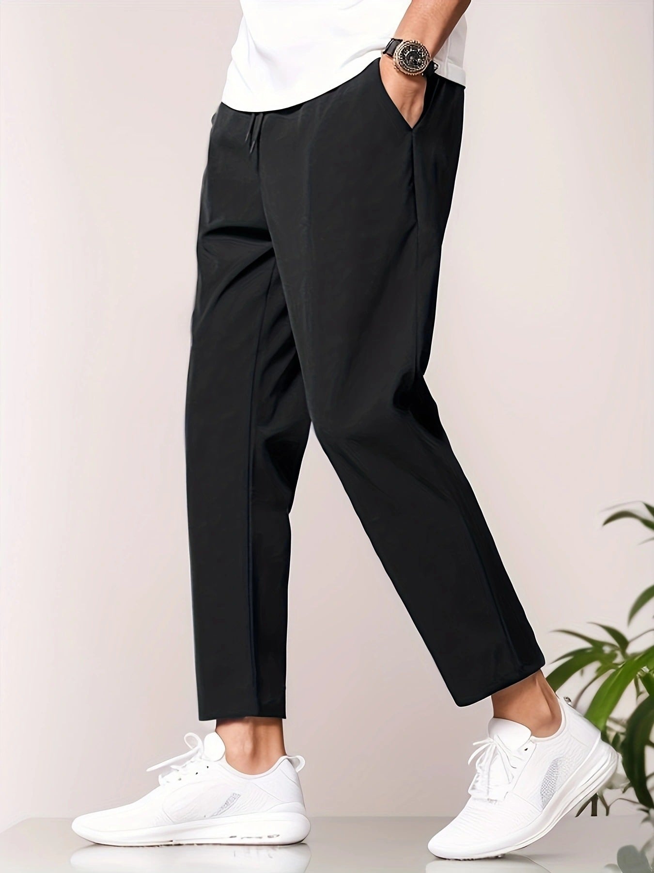 Pantalon coupe ajustée longueur cheville décontracté été confortable pour homme