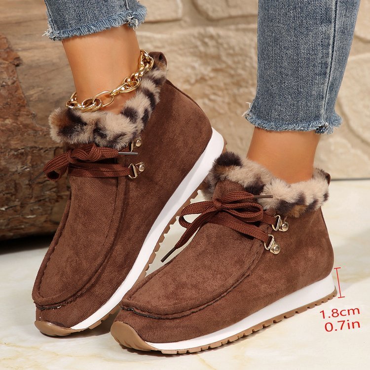 Bottes hiver à lacets daim chaud doublure peluche pour femme