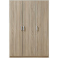 2026 Armoire de chambre garde-robe moderne meuble de rangement intemporel 5 étagères 3 tiroirs + miroir MDF 176 x 120 x 52 cm effet chêne sonoma 03_0006369