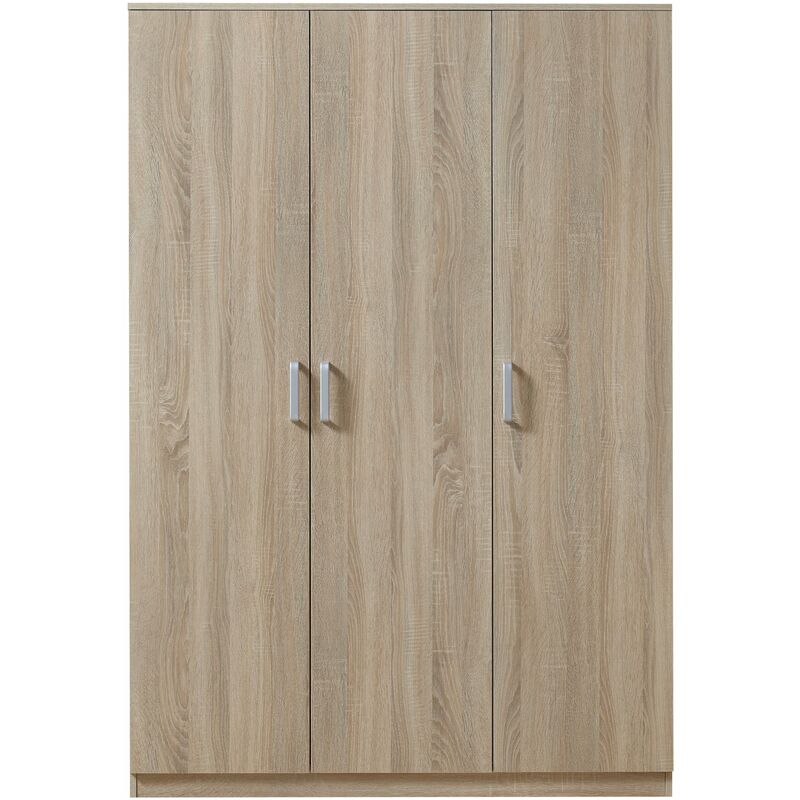 2026 Armoire de chambre garde-robe moderne meuble de rangement intemporel 5 étagères 3 tiroirs + miroir MDF 176 x 120 x 52 cm effet chêne sonoma 03_0006369