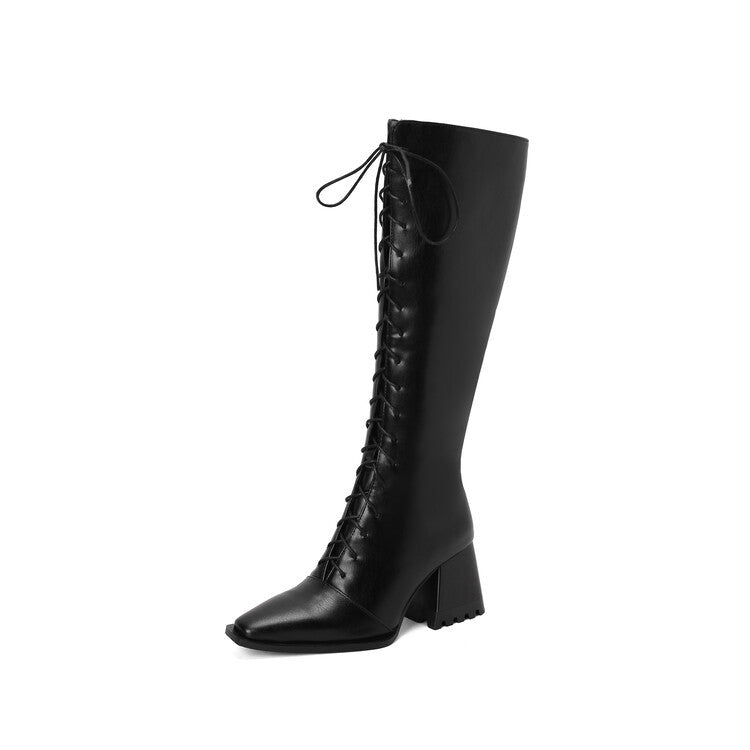 Womens Vintage Print Boots With Pointed Toes And Thick Heels - LAKD London