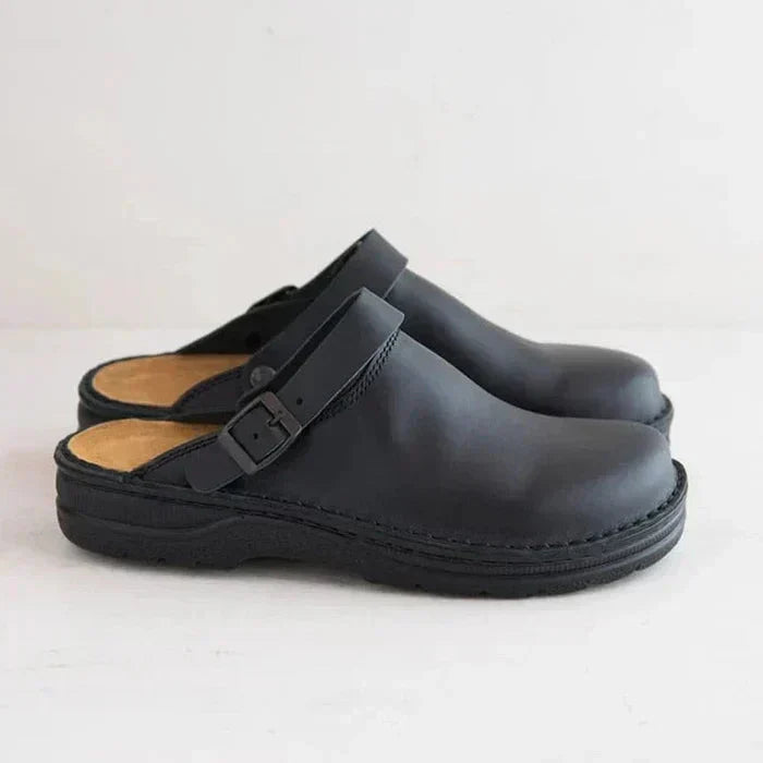 2026 KRIZ | Orthopaedic Leather Slip-on Clogs With Adjustable Sandal Strap