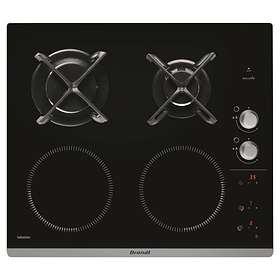 2026 Brandt - BPI6413BM - Plaque Induction et Gaz - Table de Cuisson - Noir - 4 Foyers - 3400W Electrique et 4600 Gaz - Dimensions Encastrement : 56x49cm - 9 Positions par Foyer - Fabriqué en France