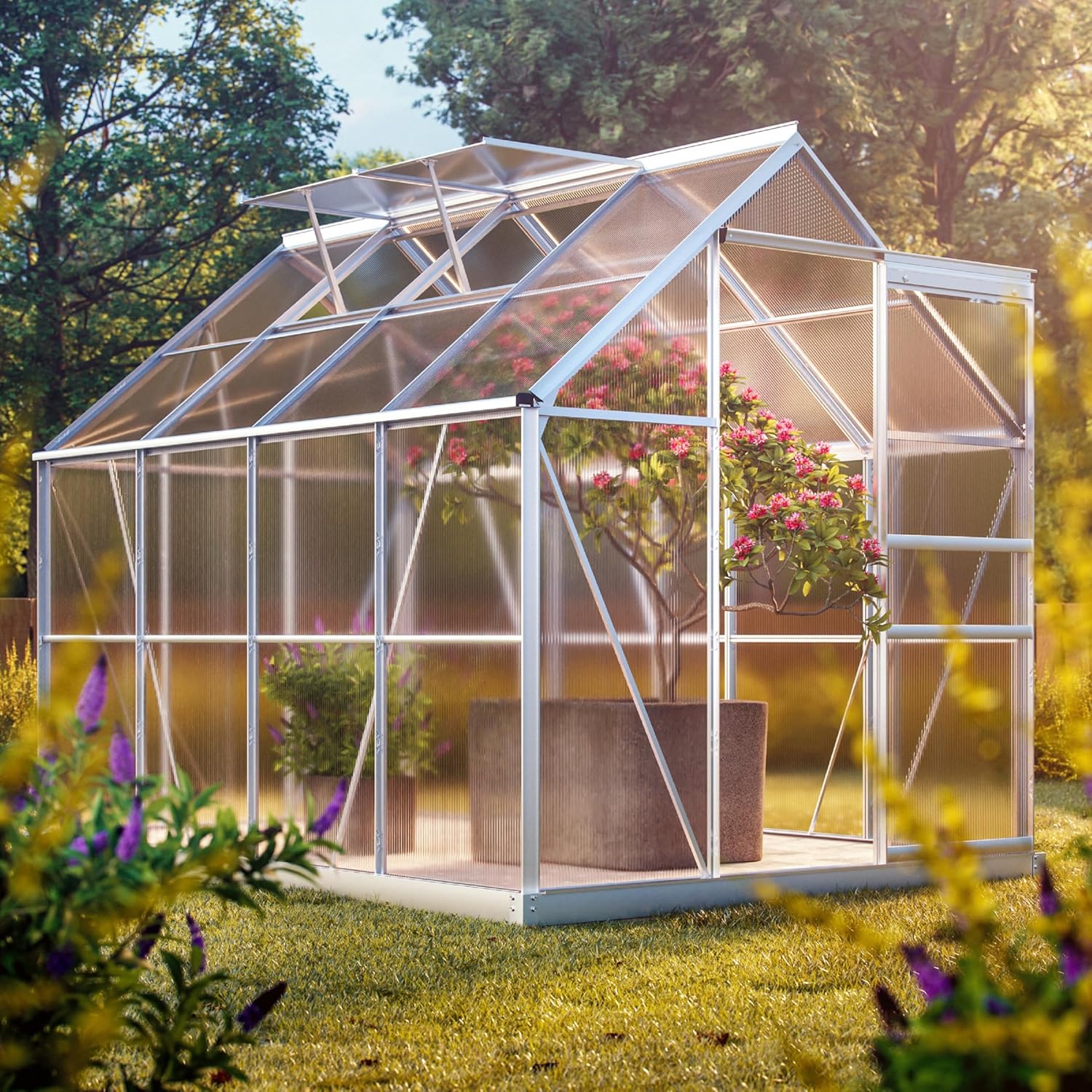 2026 Gardebruk Serre de Jardin en Aluminium 7,63m&sup3; abri ext&eacute;rieur pour Plantes l&eacute;gumes 250x190x195cm avec fen&ecirc;tres