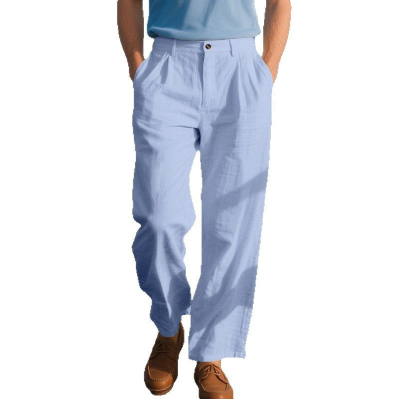 Pantalon droit en lin professionnel confortable élégance pour homme