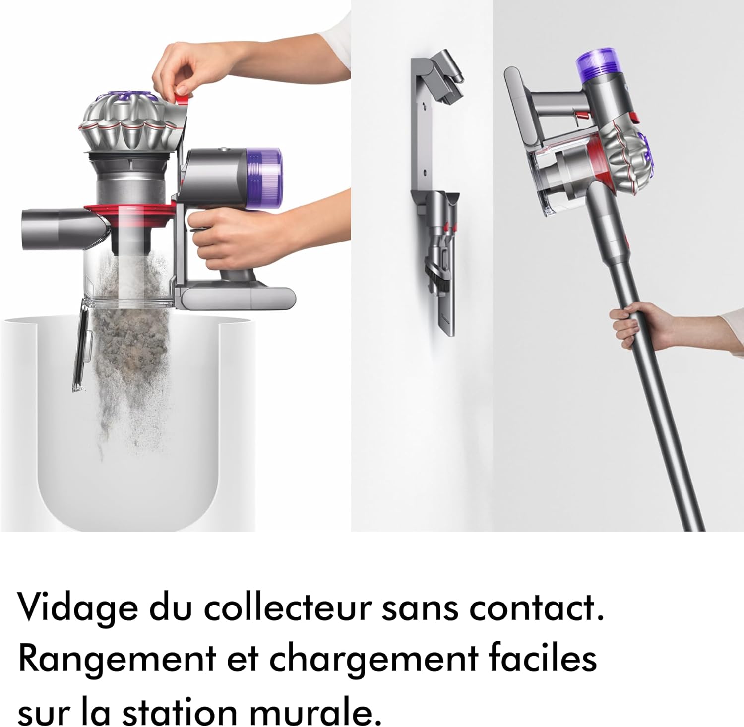 2026 2025 Dyson V8 Advanced™ Aspirateur Balai sans Fil – 130 AW, 40 Min d’autonomie, Brosse Motorbar Auto-démêlante, Accessoires combinés, Station Murale, Argent/Nickel