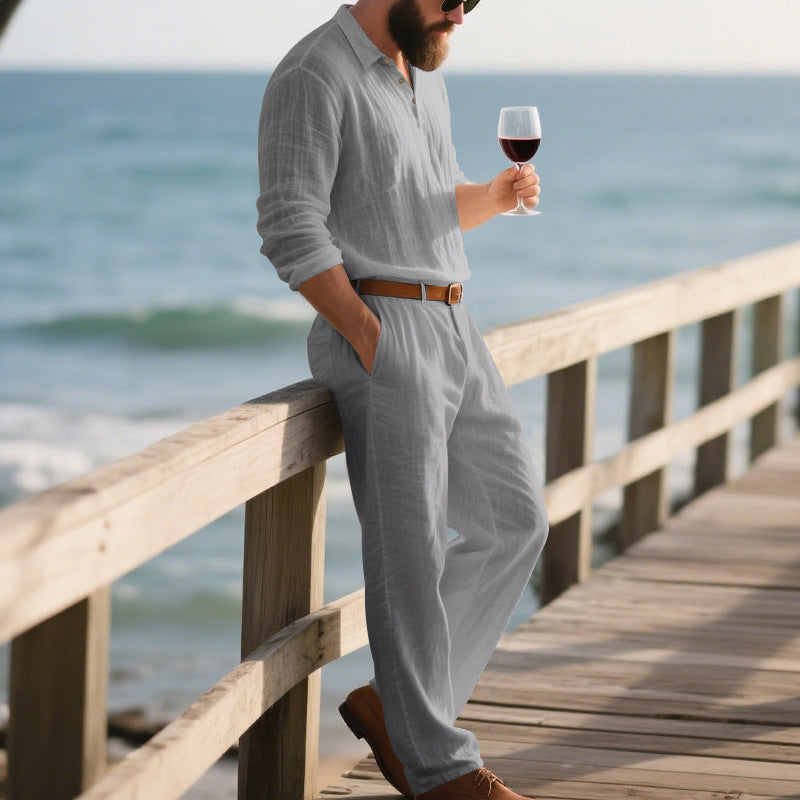 Pantalon en lin deux pièces été décontracté confortable pour homme