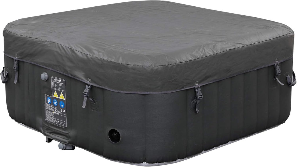 2026 Arebos Spa Gonflable | pour l'intérieur et l'extérieur | 4 Personnes | 154x154cm | 100 Jets de Massage | Spa Bien-être Chauffage | Massage Gonflable Carré | 600 litres