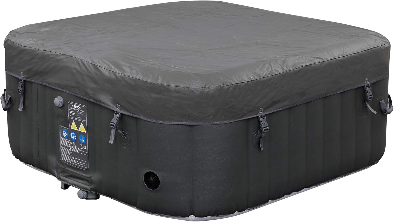 2026 Arebos Spa Gonflable | pour l'intérieur et l'extérieur | 4 Personnes | 154x154cm | 100 Jets de Massage | Spa Bien-être Chauffage | Massage Gonflable Carré | 600 litres