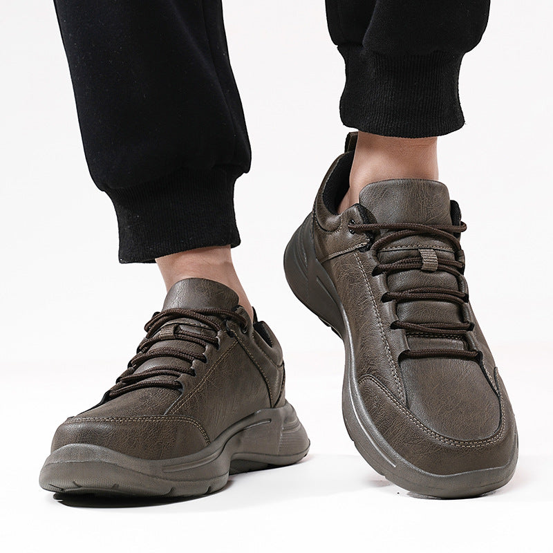 Baskets tige basse en cuir bout rond style britannique décontracté pour homme