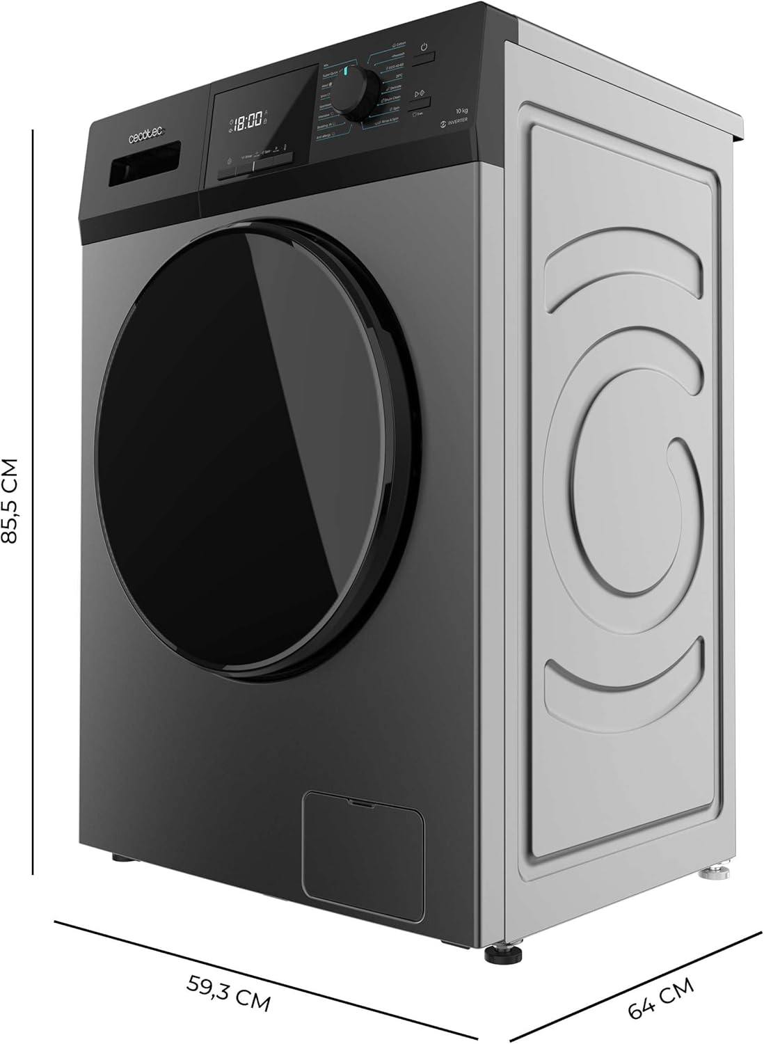 2026 Cecotec Lave-Linge 9Kg Chargement Frontal Bolero Dresscode 9410 Inverter A. 1900W, 1400 tr/min Réglable, 16 Programmes, Faible Consommation d'Énergie, Vapeur, Stérilisation du Linge