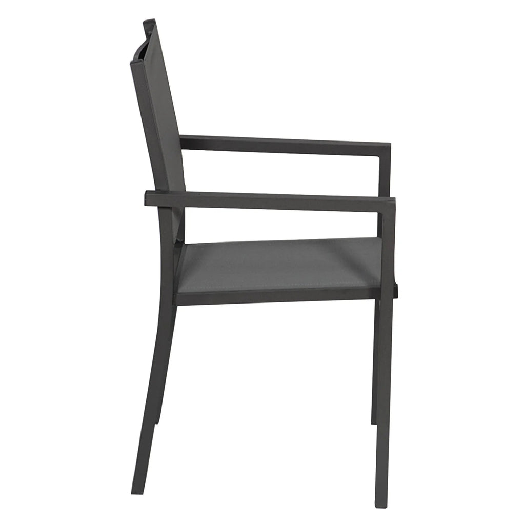 2026 Lot de 8 chaises en aluminium anthracite - textilène gris Happy Garden