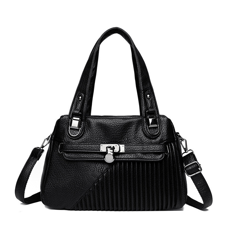 Sac bandoulière tendance grande capacité coutures carré PU pour femme
